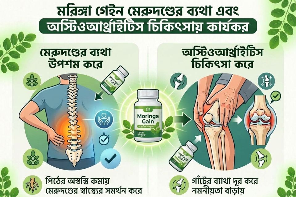 মোরিঙ্গা গেইন, মেরুদণ্ডের ব্যথা ও অস্থিসন্ধিতে কার্যকর
